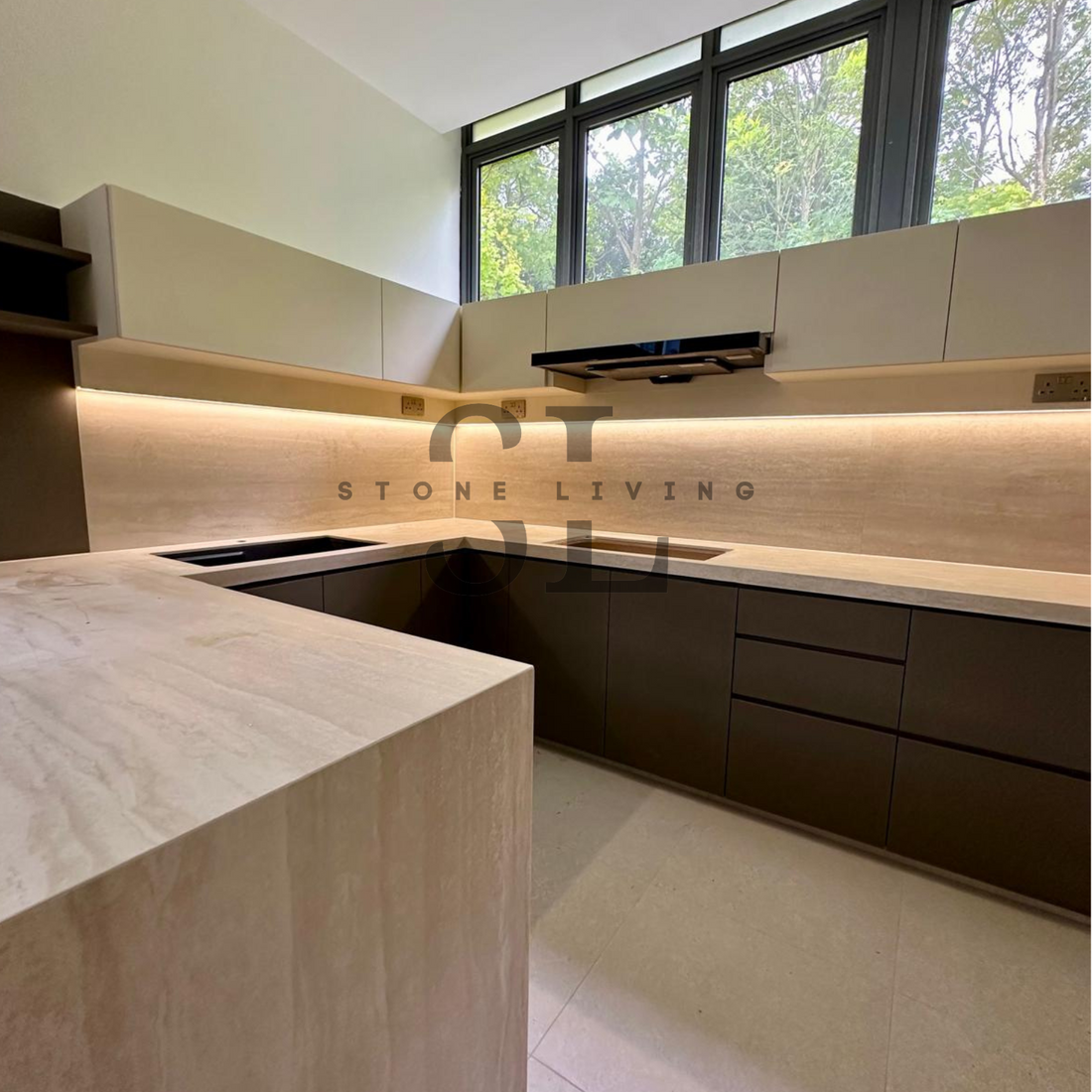 Project Spotlight: Transforming a Punggol BTO with a Beige Travertine Kitchen